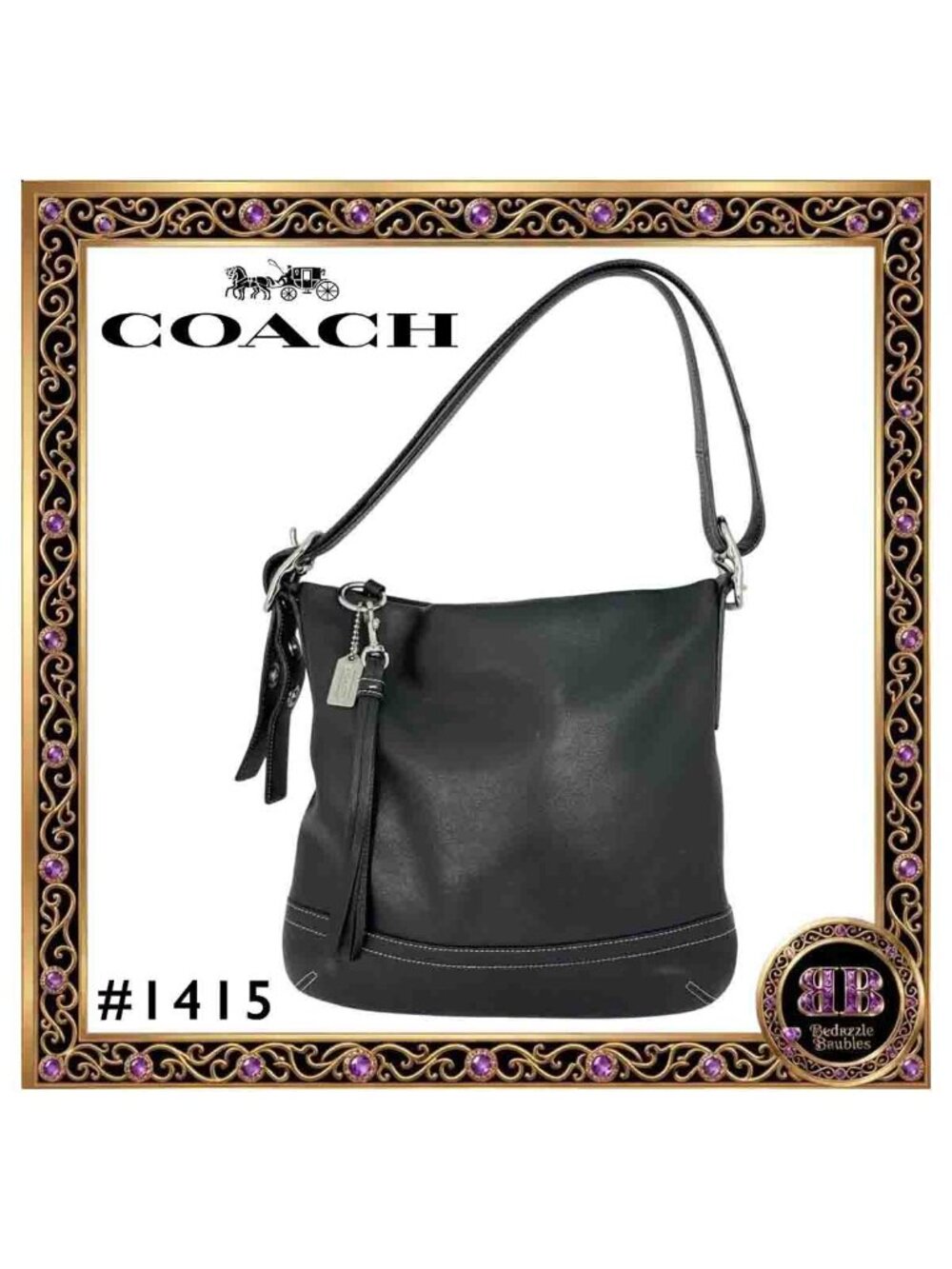 Vintage Y2K Coach 1415 Legacy Slim Tassel Soho Hobo Bag Black Leather